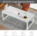Modern Computer Desk, 63 X 31.5 Inch Large Executive Office Desk Computer Table Study Writing Desk Workstation for Home Office, Spliced Desktop, White