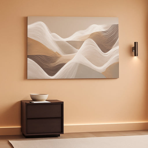 Large Abstract Wall Art Beige Wall Art White Canvas Art Print Modern Artwork for Bedroom Bathroom Living Room Office 24"X 48"