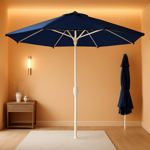 Best Choice Products 7.5Ft Patio Umbrella White Pole, Outdoor Market Umbrella with Push Button Tilt and Crank Lift, Steel Pole Umbrella for Backyard Patio Garden Pool Outdoor Shade - Navy