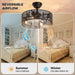 Rustic Ceiling Fan with Light and Remote, Black round Fandelier