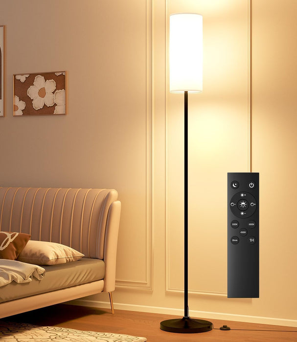 Black Industrial Floor Lamp With Programmable Remote