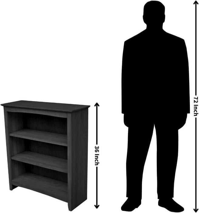 Shaker Solid Wood Bookcase, 36" High, Unfinished