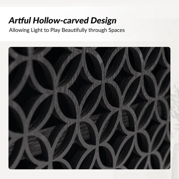 Fabion 32"Tall Built-In LED Lights Wood-Carved 2-Door Accent Cabinet Set of 2