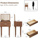 Solid Wood Small Vanity Desk with Mirror and Lights, Narrow Makeup Vanity for Small Space, Flip Top Vanity Side Table, 3 Color Modes & Adjustable Brightness, 19.6" Slim Dressing Table, Walnut