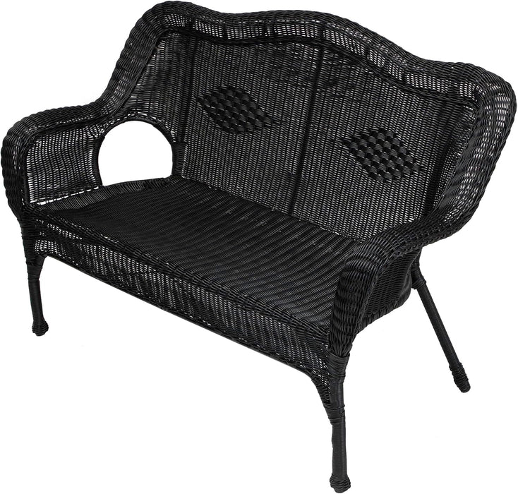Wicker Outdoor Patio Conversation Set - Black - 4Pc