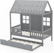 Twin Size CharcoalGray Premium Hardwood Playhouse Bed