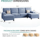 Sectional Sofa Couches for Living Room, U Shaped Sofa Living Room Furniture Sets, 4 Seat U Shaped Sofa Sectional Couch with Chaise, Blue