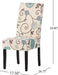 Evangeline Contemporary Fabric Dining Chairs (Set of 4), 17.5D X 26.75W X 39H Inch, Light Beige with Blue Floral, Espresso