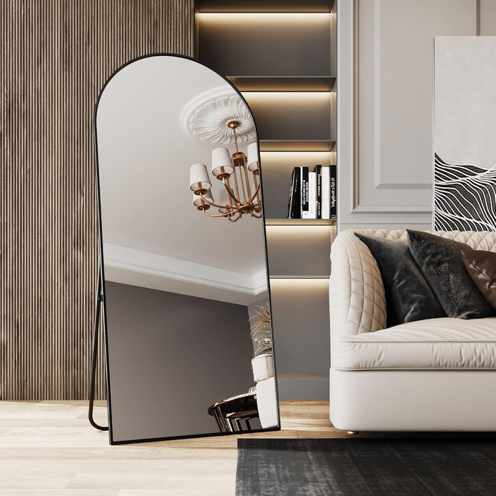 34"X76" Large Mirror Full Length,Nano Glass Oversized Floor Mirror, Arched Full Length Mirrors,Large Standing Mirror,Black Arched Mirrors