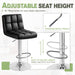 Bar Stools Modern Pu Leather Swivel Adjustable Hydraulic Bar Stool Square Counter Height Stool Set of 2 (Black)