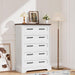 Tall Dresser for Bedroom, Farmhouse 5 Drawers Dresser, White&Brown