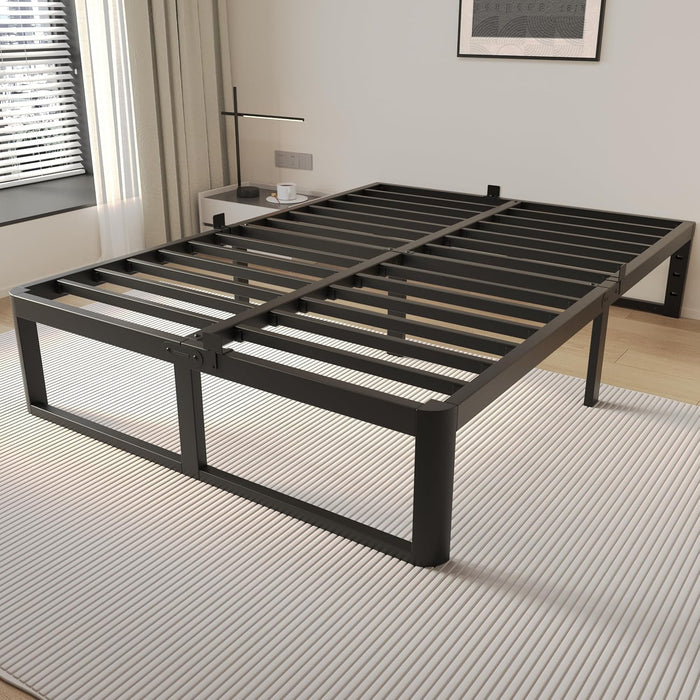 Queen Bed Frame, 14 in Reinforced Heavy Duty Metal Platform Bed, Black