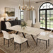 7-Piece Dining Table Set for 6, Natural Table + 6 Beige Chairs