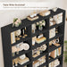 82.3" Triple Wide Bookshelf, Tall Bookcase with 4 Doors, Black