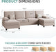 Sectional Sofa Couches for Living Room, U Shaped Sofa Living Room Furniture Sets, 4 Seat U Shaped Sofa Sectional Couch with Chaise, Dark Beige
