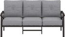 Patio 3 Seats Sofa, All-Weather Outdoor Couch, Patio Furniture Sofa,Khaki Metal Furniture with Gray Cushions