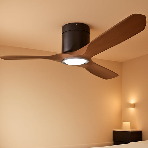 52" Ceiling Fans with Lights and Remote Control,Modern Flush Mount Ceiling Fan with 3 LED Colors,Outdoor Low Profile Ceiling Fans with 6-Speeds Timer DC Motor for Bedroom Living Room Patio