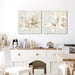 2 Pcs Beige and Gold Flower Wall Art Blooming Flower Abstract Floral Artwork Canvas Print Poster for Living Room Bedroom Office Wall Decor 24"X24"