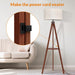 Tripod Floor Lamp, Mid Century Wood Standing Lamp, Modern Design Shelf Floor Lamp for Living Room, Bedroom, Office, Flaxen Linen Shade with E26 Base Brown