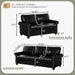 2-Piece Comfy Upholstered PU Leather Sofa Couch Set, Mid-Century Modern Loveseat Sofa+3 Seater Couch with Storage Space for Living Room, Furniture Set, Black