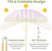 Boho Outdoor Umbrella with Tassels,6Ft Table Umbrella Outdoor Patio with Knobs Tilt,Wind Resistant Portable Beach Umbrella UPF50+ Fringe Umbrellas for Pool Backyard Deck Garden