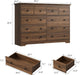 Modern 10 Drawer Dresser, 55.1" Wide Dressers & Chests of Drawers with Large Capacity Storage, Wood Mid Century Storage Dressers Organizer for Bedroom, Entryway, Brown