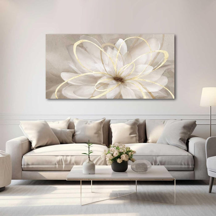 Flower Pictures Wall Decor Oil Painting 24X48 Inches Abstract Artwork for Bedroom Living Room Home Office Wall Decorations, Gold