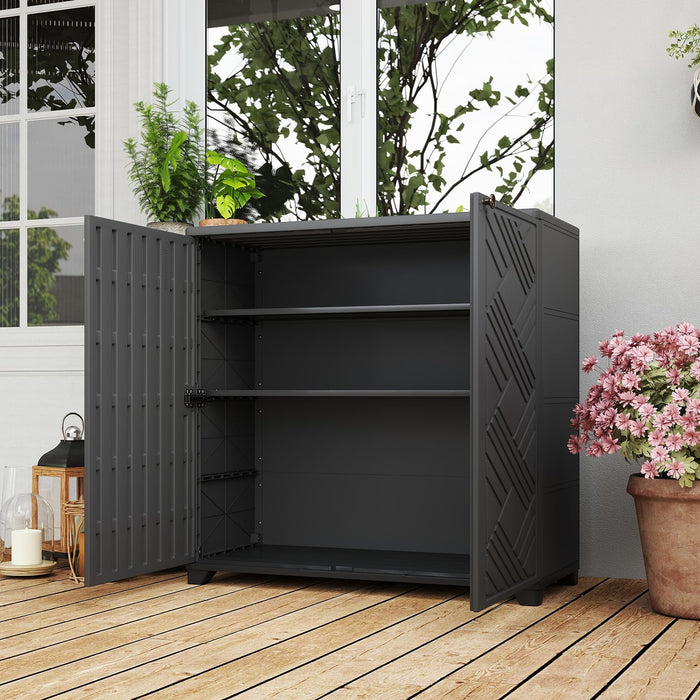 Outdoor Storage Cabinet With Doors Black 34x15x34