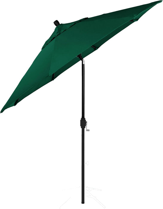12-Year-Non-Fading, 9Ft Premium Sunbrella Patio Umbrella, Hand-Crank, Button-Tilt, Black Frame, Forest Green Fabric