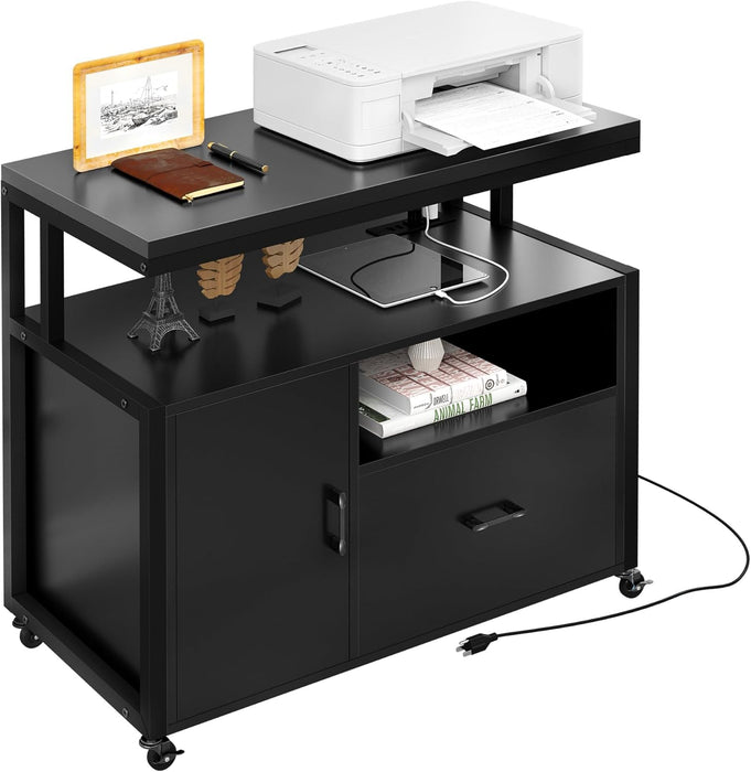 Rolling File Cabinet with Charging Station