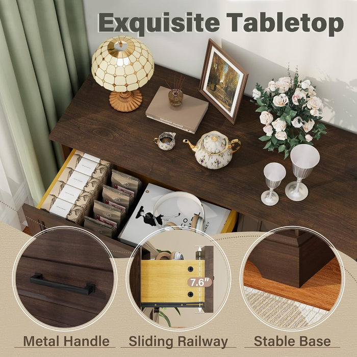 Dresser for Bedroom, Farmhouse 6 Drawers Dressers, Brown