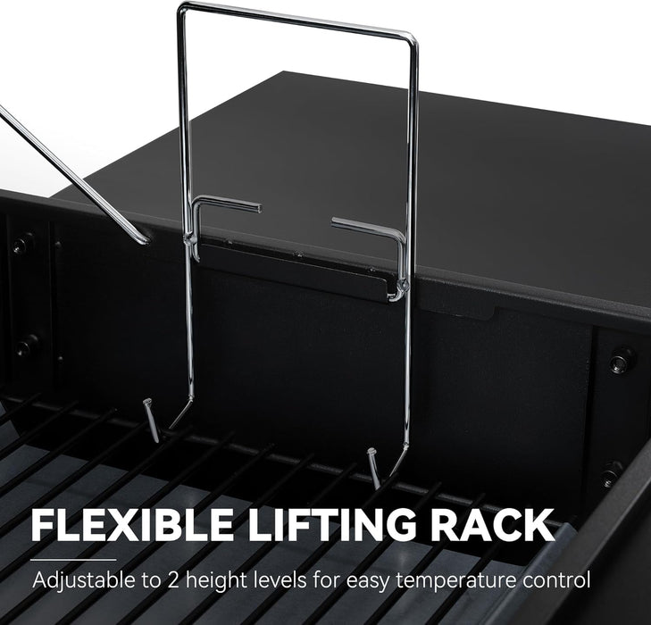 CC1830S BBQ Charcoal Grill and Offset Smoker | 823 Square Inch Cooking Surface, Outdoor for Camping | Black