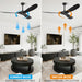 Premium 52 Inch Black Ceiling Fan With Remote Control