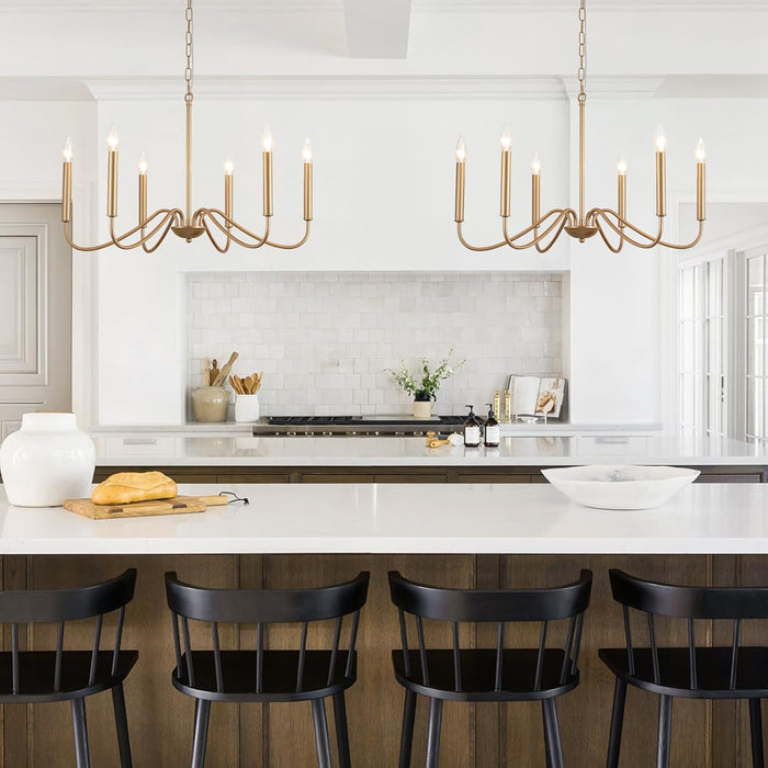 Six Light Gold Plated Chandelier IndustrialFarmhouseStyle