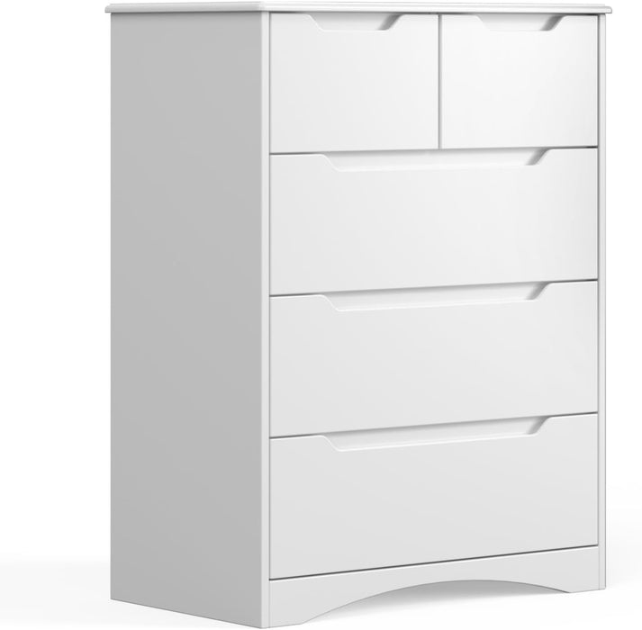 White Dresser with 5 Large Drawers