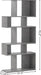 5-Tier Geometric Bookshelf Set of 2, 70'' Tall Wood Freestanding Decorative Display Open Shelves with Anti-Tipping Device, Each Shelf Holds up to 44 Lbs, Wooden S Shaped Bookcase, Gray