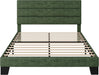 Queen Size Platform Bed Frame with Fabric Upholstered Headboard and Wooden Slats Support, Fully Upholstered Mattress Foundation/No Box Spring Needed/Easy Assembly, Green