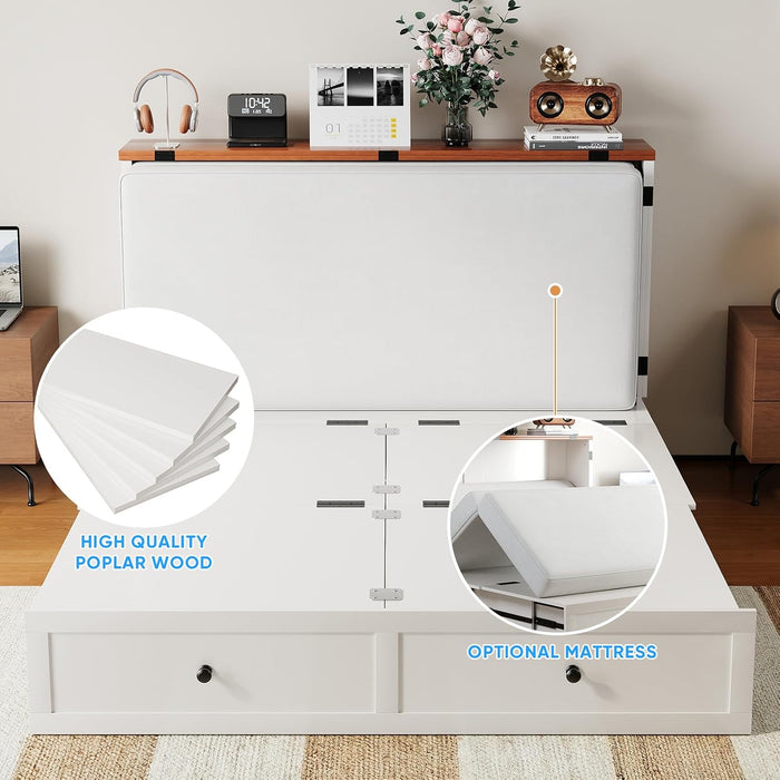 White Queen Murphy Versatile CabinetBed With Mattress