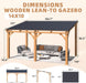 14' X 10' Outdoor Wood Ceder Gazebo for Patio, 10X14 Outdoor Lean to Hardtop Pergolas and Gazebos Clearance, Wall Mounted Wooden Gazebo Heavy Duty Metal Awnings for Patio, Decks, Backyard