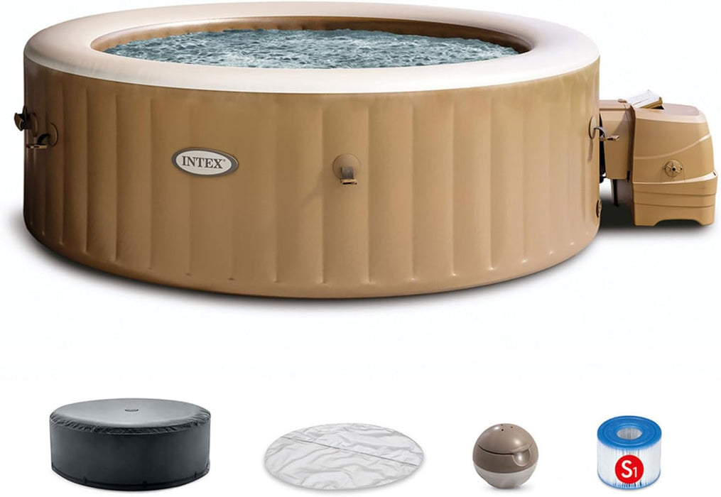 28427EP Purespa Bubble Massage Spa Set: Includes Energy Efficient Spa Cover – Push Button Control Panel – 140 Bubble Jets – 6 Person Capacity – 85" X 28"