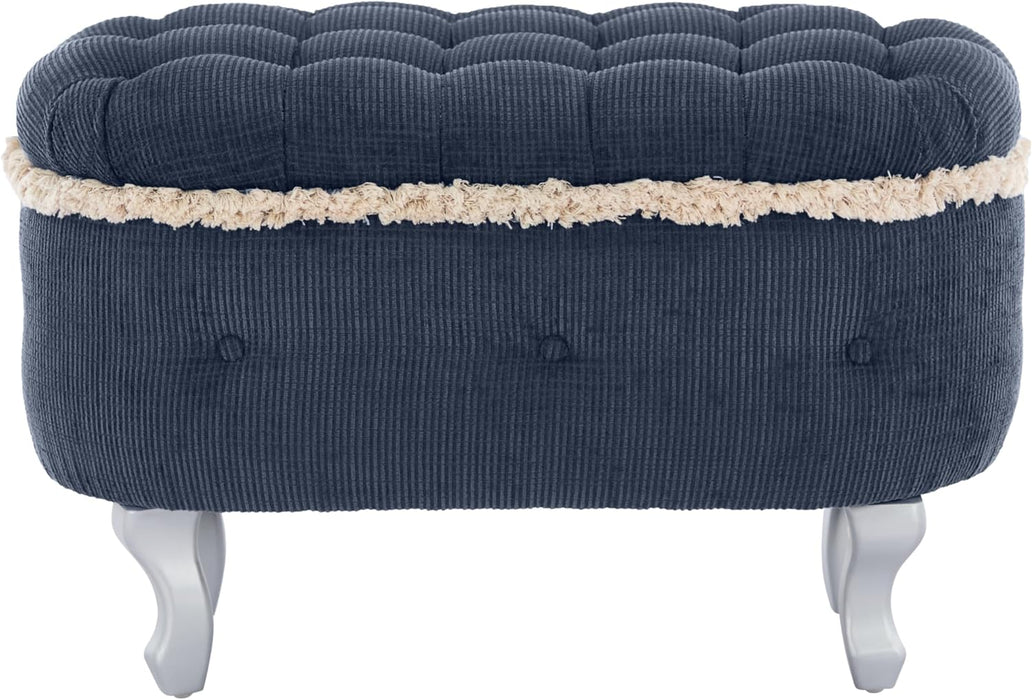 29.5" Ottoman with Storage Upholstered Foot Stools for Living Room,Bedroom,Entryway-Blue