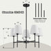 Dining Room Chandeliers Light - 5-Light 25.6 Inch Black Modern Chandeliers Light Fixtures with White Fabric Shade, Height Adjustable Pendant Island Lights for Entryway Farmhouse