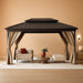 10X12 FT Aluminum and Iron Double Roof Gazebo, Galvanized Steel Panels, Durable and Weather-Resistant, Khaki Curtain, Ideal for Patio, Garden, and Outdoor Living Spaces