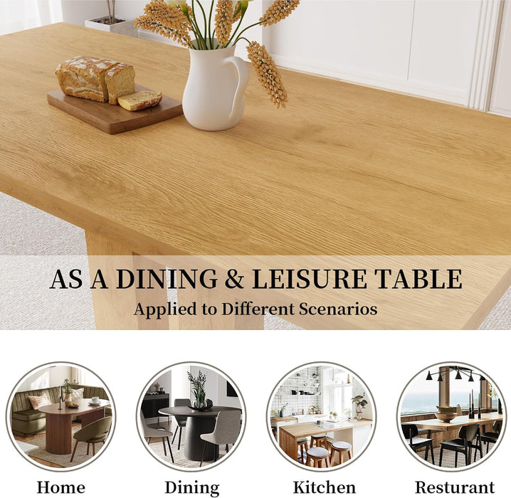 Modern Dining Table, 46'' Oak Table | Rectangular Kitchen Table with Oak Finish, Compact Dining Room Table for 4, Sturdy Construction for Home, Apartment