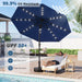 9FT Solar Patio Umbrella with 32 LED Lights - Outdoor Table Umbrella with Crank Lift, Push Button Tilt and 8 Sturdy Ribs - Market Umbrella UV Protection for Pool, Deck, Yard, Garden -Navy Blue
