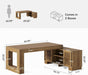 Brown 63InchLong LShaped Desk With Sliding Cabinets