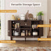 55" Sideboard Buffet Cabinet,Tambour Sliding Doors & Drawer