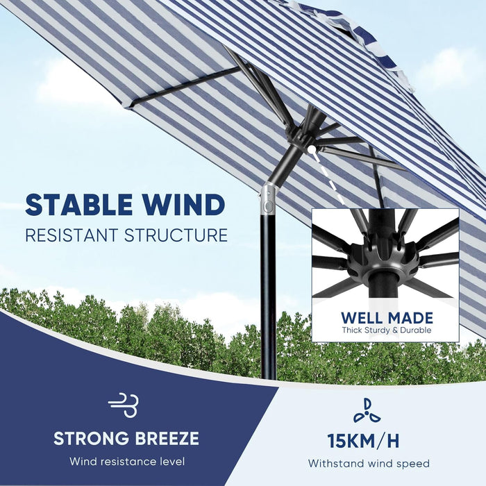 Patio Market Outdoor Table Umbrella with Push Button Tilt and Crank, Large Sun Umbrella with Sturdy Pole & Fade Resistant Canopy, Easy to Set