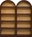 Farmhouse Bookshelf Set of 2, Freestanding Tall Bookcase with Two-Tone Finish & Fabric Arched Top, 5-Tier Open Storage Cabinet for Living Room, Home Office, Bedroom, Walnut