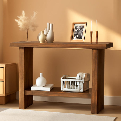 Farmhouse Wood Entryway Table Narrow Console Tables with Storage behind the Couch Sofa, Entrance Side Table for Hallway, Living Room, Foyer, Rustic Brown